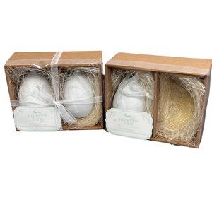 Ceramic Egg Ornaments Set of 3 in Box Hippity Hop Easter Decor Decorations
